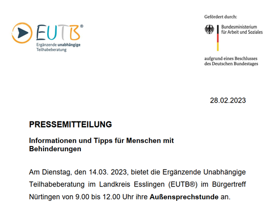 EUTB Außensprechstunde